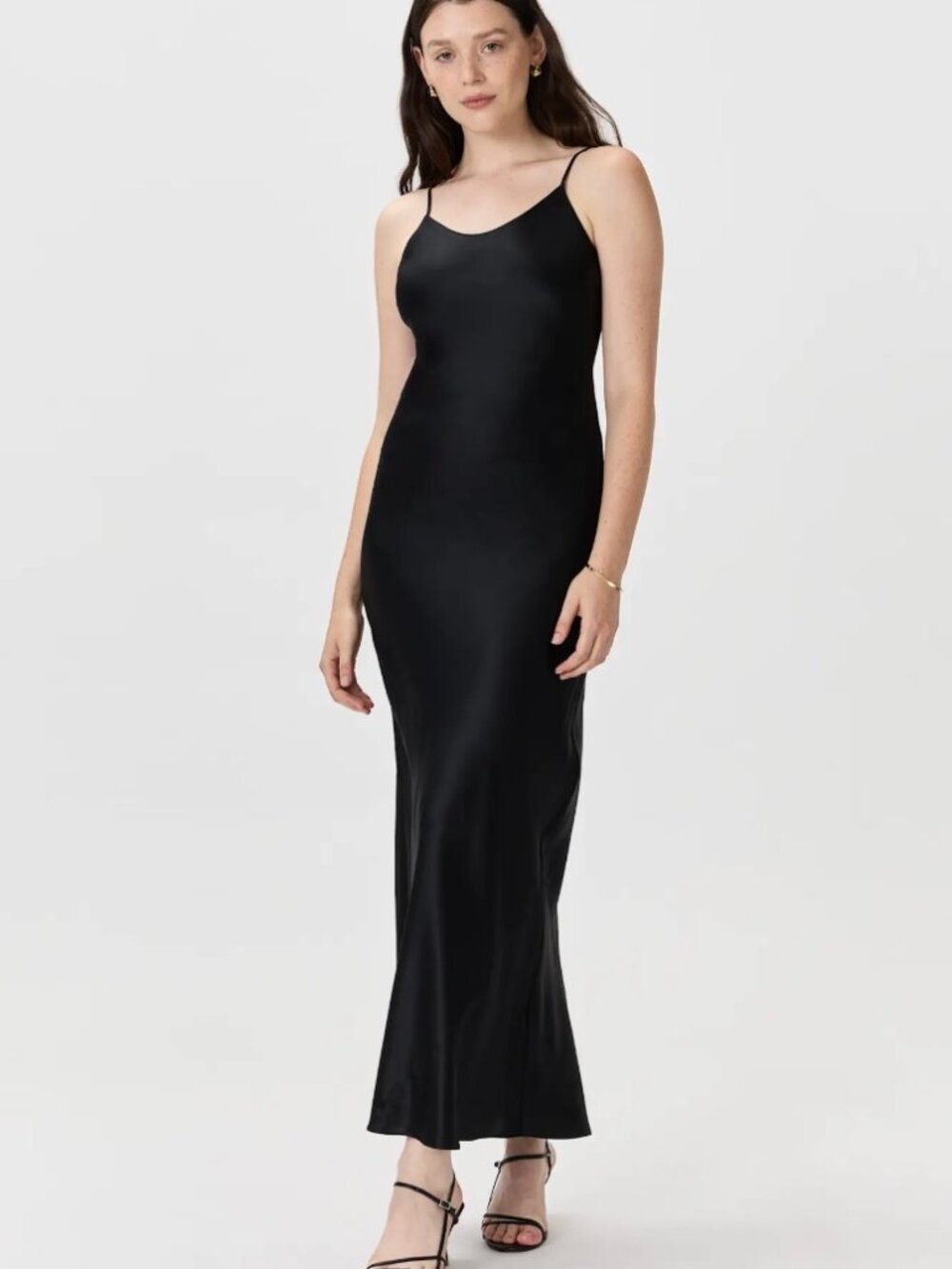 Quince Black 100% Washable Silk Maxi Slip Dress Size L - Picture 11 of 11